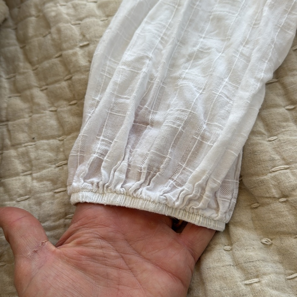 White Long Sleeve Blouse with Button Detail - Picture 4 of 4
